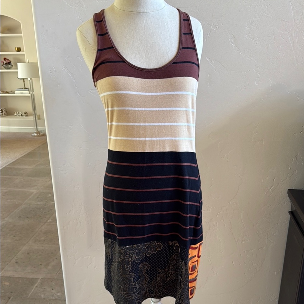 Custo Barcelona fun and beautiful tank dress. Earth tones. Size 3